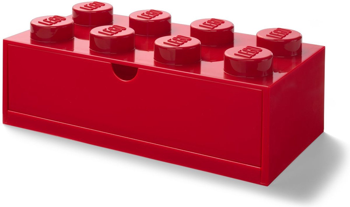 Lego - opbevaringsboks skrivebordsskuffeklods 8 - plastik - rød