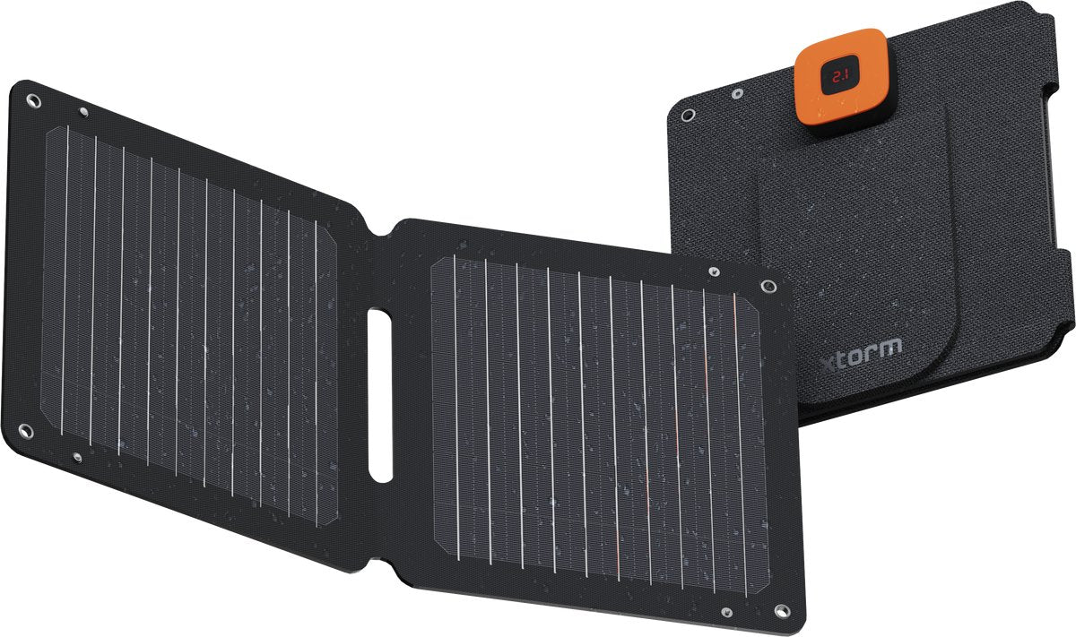 Xtorm bærbart solpanel foldbart - 14w solpanel - solar booster - udendørs camping - solenergi - fleksibelt - monokrystallinsk solpanel - efte - sort