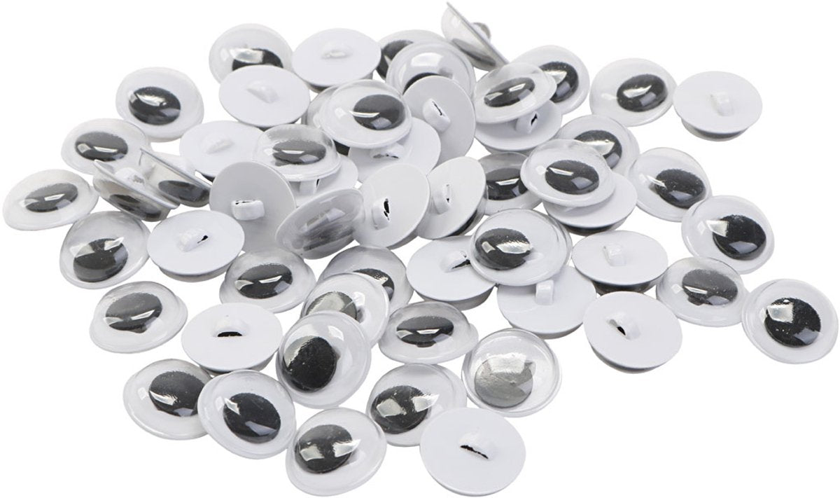 Creativ company googly eyes - sort og hvid - sy på øjne laver krammelegetøj - sy på - 10 mm - 50 par - 100 stk.
