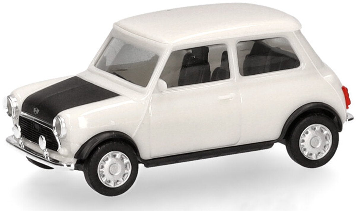 Herpa mini cooper mayfair + spotlight, hvid (højrestyret)