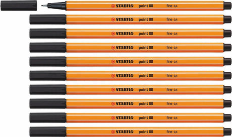 Stabilo point 88 - premium fineliner - fin 0,4 mm - sort - æske med 10 stk.