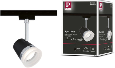 Paulmann urail rail spot kegle løs spot gu10 max. 10w dæmpbar 230v sort mat, krom