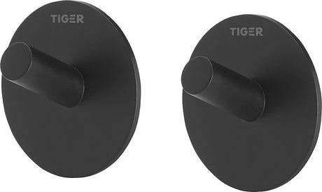 Tiger rondo - håndklædekrog - uden boring - håndklædekroge - 3m tape - mat sort (2 stk)