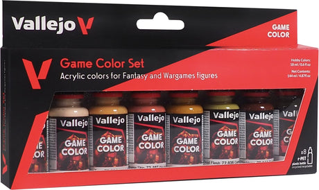 Vallejo hobbymaling akrylmaling - 72187 hudfarver til fantasy og krigsspil - spilfarve - akrylsæt - 8x malingssæt - 8 x18 ml