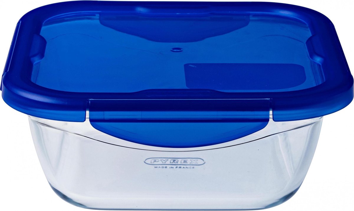 Pyrex - cook go skål firkantet med låg 0,8 liter - gennemsigtig