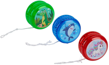 Eddy toys yo‑yo 5 cm met 100 cm koord – classic yo‑yo met knipperlicht – willekeurige kleur print speelgoed – compact handspel – leuk cadeau voor kinderen - 1 willekeurige kleur