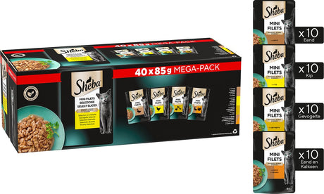 Sheba kattefoder - minifileter - fjerkræ i sauce - 40x85g mega-pak