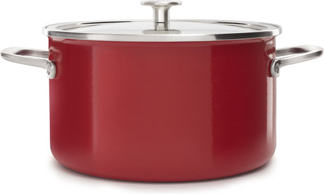 Kitchenaid stålkerne emalje gryde 24cm 6l - imperial rød - induktion - pfas-fri