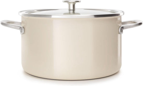 Kitchenaid stålkerne emalje gryde 20cm 3,7l - mandelhvid - induktion - pfas-fri