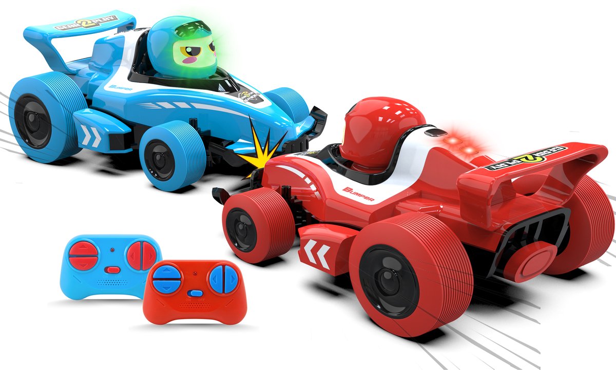 Gear2play RC Neon Bumper Cars Pro Duo Sæt - RC Formel 1 Battle Cars - Tag på en Crash Duel!