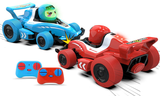 Gear2play RC Neon Bumper Cars Pro Duo Sæt - RC Formel 1 Battle Cars - Tag på en Crash Duel!