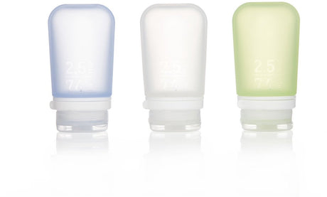 Human gear - gotoob+ 3-pack medium - rejseflaske - flaske - lækagesikker - letvægts - 74ml - klar grøn blå