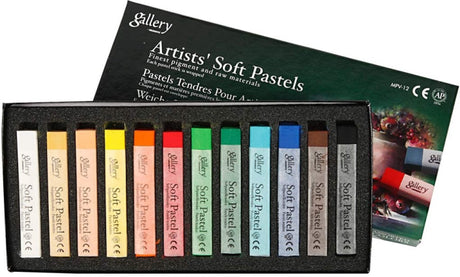 Mungyo galleri blødt pastel sæt, l: 6,5 cm, tykkelse 10 mm, forskellige farver, 12 styk 1 æske