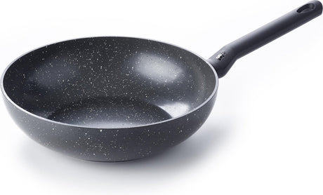 Bk universe wokpan 28cm - 3.7l - pfas-vrije antikleeflaag – wokpan inductie – keramische pan - ovenbestendig tot 230°c – koudgreep - zonder deksel - zwart graniet