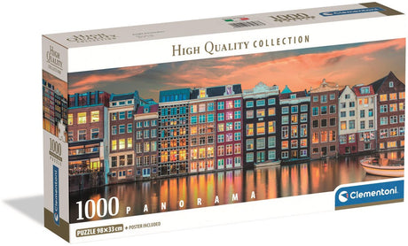 Clementoni - puslespil - 1000 brikker - panorama bright amsterdam - puslespil for voksne - samling af høj kvalitet