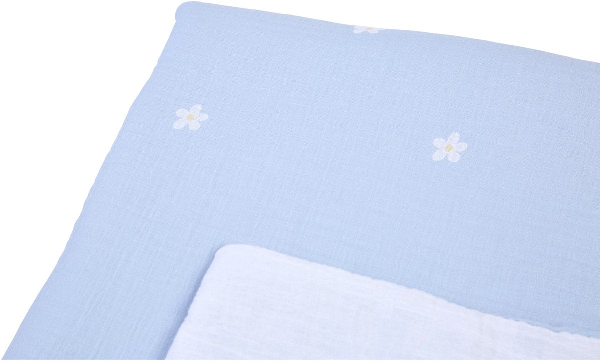 Childhome blomsterkollektion - babytæppe - tæppe - 80x100cm - hvid blå