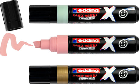 Edding 6900 x multimarker - sæt med 3 guld, mint, pastel pink - velegnet til alle overflader - mejselspids 2-10 mm - vegansk blæk - lavet af genbrugsplast - lokalt produceret i Tyskland