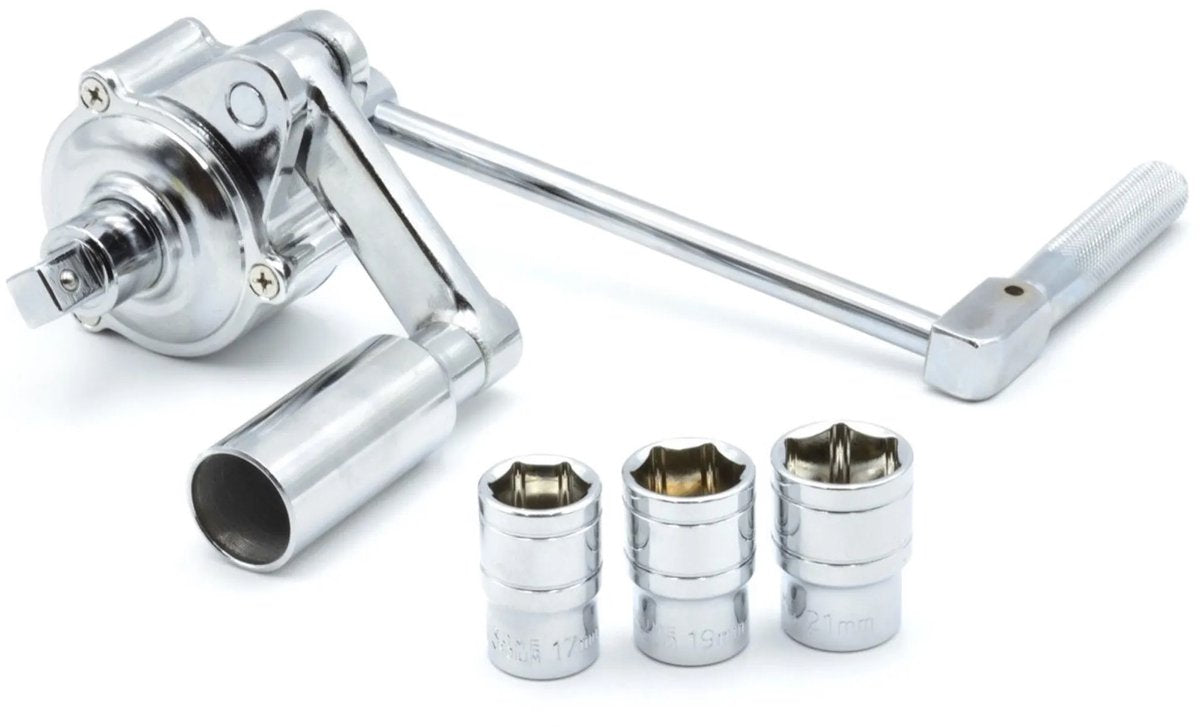 Geko kraftoverførselsnøgle - 1:16 forhold - inklusive fatninger 17mm, 19mm, 21mm