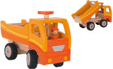 Goki Wooden Tilt Truck Orange med roterende hjul
