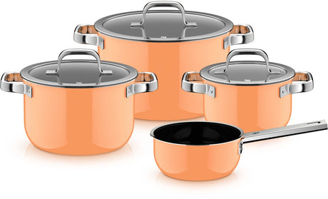 Wmf fusiontec 2.0 mineral prop-pande sæt - 4-delt - papaya orange - induktion - ridsefast - velegnet til alle varmekilder