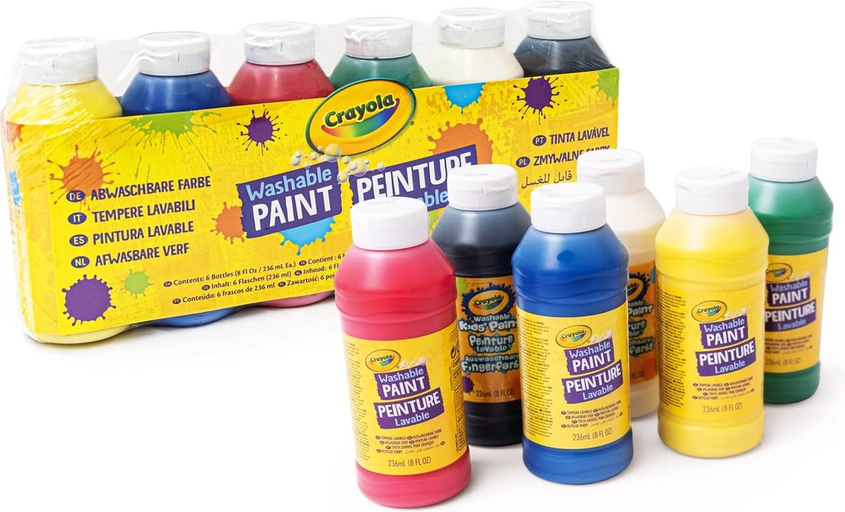 Crayola - hobbymaling - vaskbar maling til børn - 6 farver - 236ml