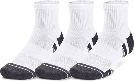 Under armour ua performance tech 3pk qtr-wht unisex sportsstrømper - hvid - jet grå