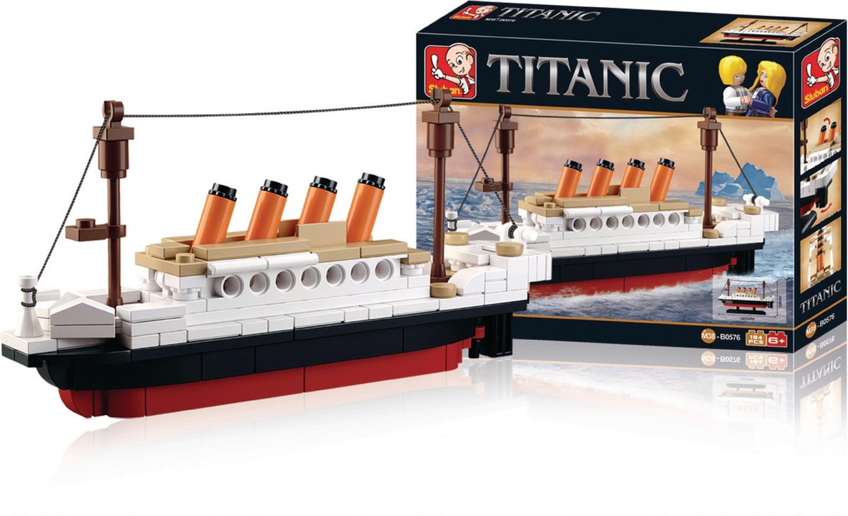 Sluban titanic byggelegetøj til børn fra 6 år - byggelegetøjsmodelbygning - byggekasse med 194 byggeklodser - m38-b0576