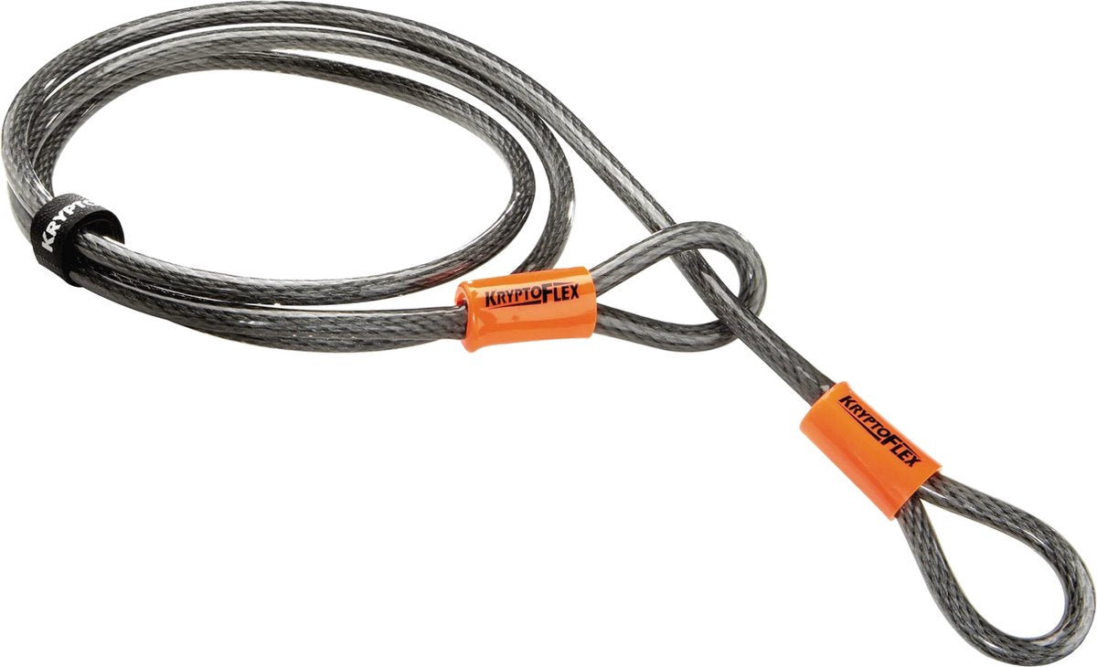 Kryptonite kryptoflex kabellås - cykel, terrasse, lænestol, scooter, klapvogn - kabel med dobbelt løkke - kabellås > 2 meter - 213 cm - flettet stål