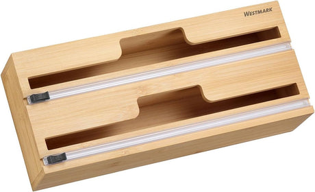 Westmark folierulleholder med takket kant - aluminiumsfolie og husholdningsfilm rulleholder med takket kant, ubesværet afrivning af folie uden at rive, ruller op til 31 cm - bambus