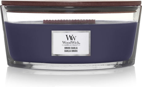 Woodwick heartwick flamme ellipse duftlys - hinoki dahlia - 50 brændende timer