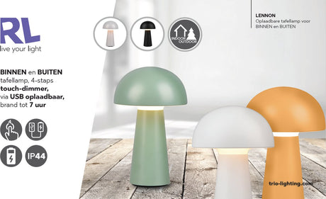 Rl live your light reality lennon - bordlampe - olivengrøn - inkl. 1x smd 2w - genopladelig - udendørs lampe - dæmpbar - udendørs belysning - ip44