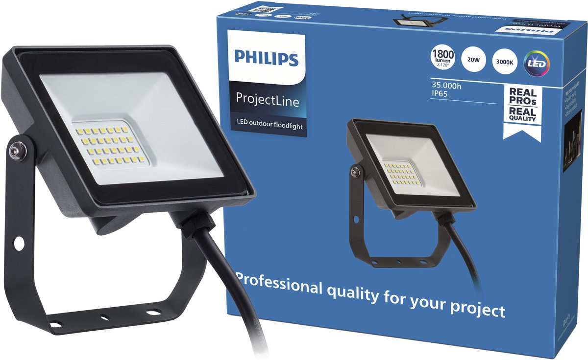 Philips led philips projectline schijnwerper - 20 w - warmwit licht