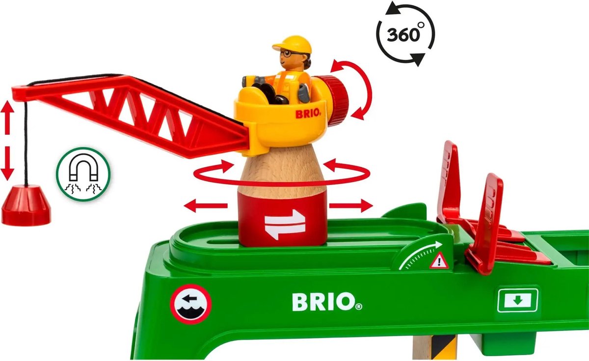 Brio containerkran - kran med magnetkrog til jernbane - 33996