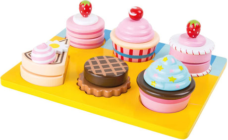 Lille fod - legemad cupcakes og kagesæt i træ, 13 stk.