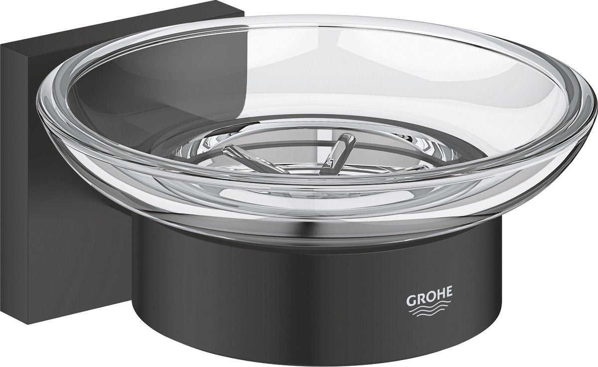 Grohe quickfix start cube sæbeskål med holder - mat sort