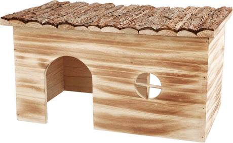 Trixie hus stor kanin - 2 udgange - flammet bark træ - 45x28x24 cm