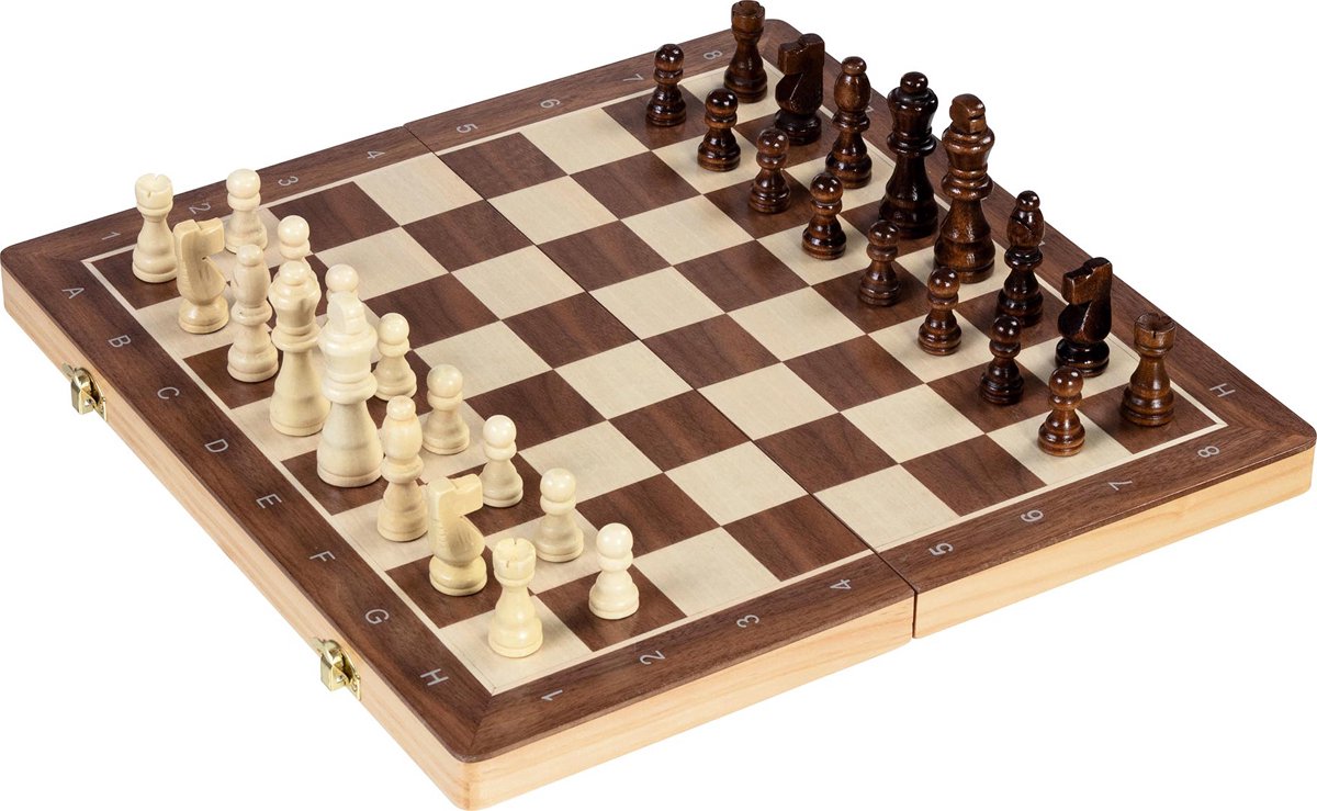 Goki skakspil dam 38x38x2,5 cm, 2i1, magnetisk, firkantet 4,2x4,2 cm, 59 brikker, træ, 7+