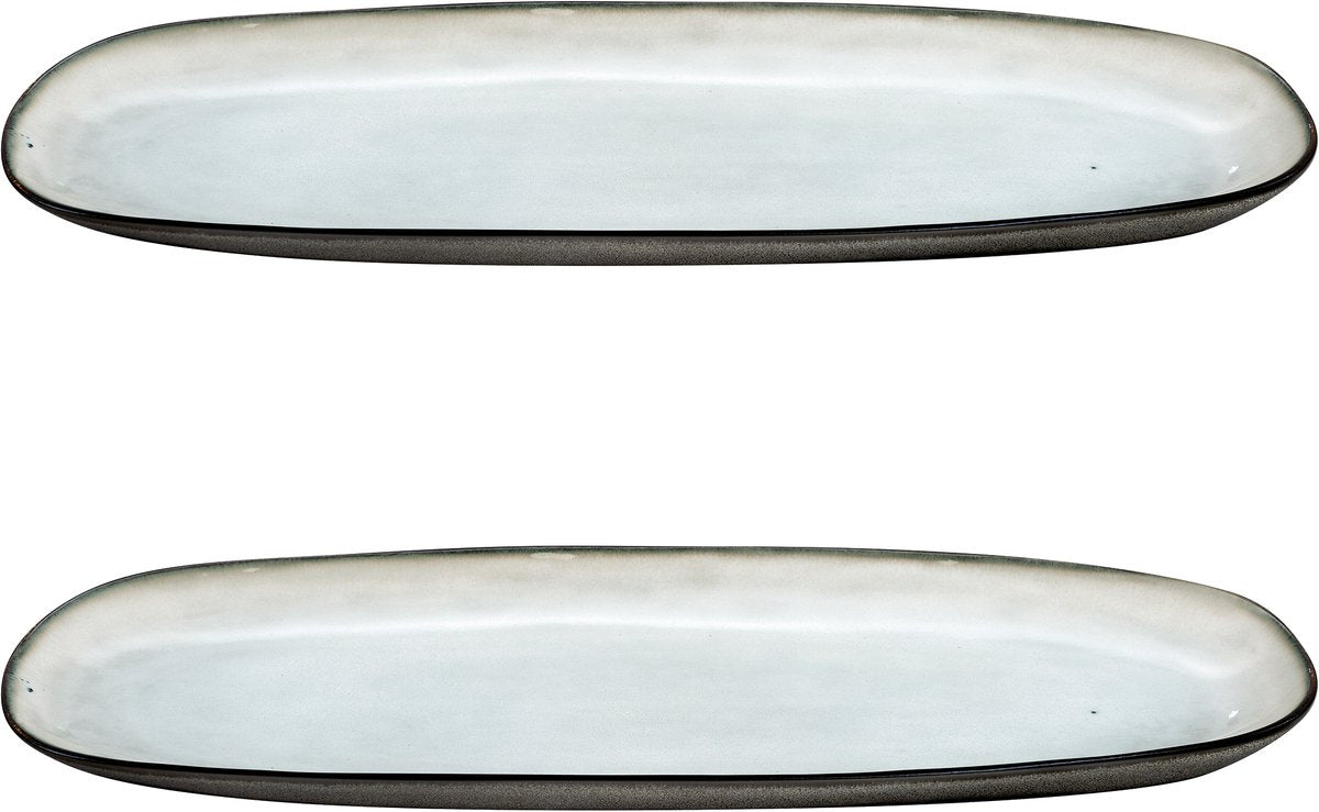 Medard de noblat - skyggeperlemor - stor oval skål - 35,5 x 14 cm - 2 dele - stentøj