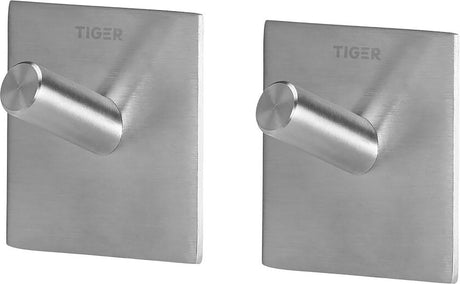 Tiger square - håndklædekrog (2 stk) - uden boring - håndklædekroge - 3m tape - børstet rustfrit stål