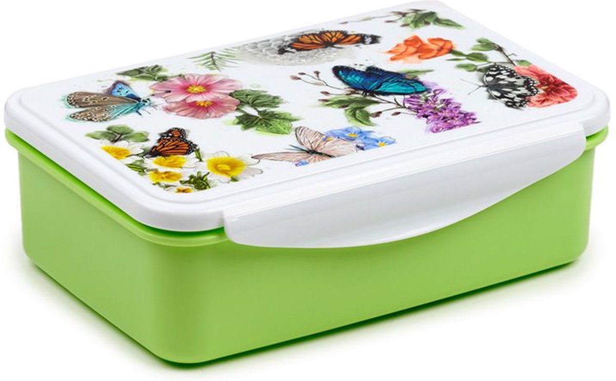 Puckator madkasse brødspand - sommerfugle enge sommerfugle vilde blomster - kliplås - 7x21x14,5cm