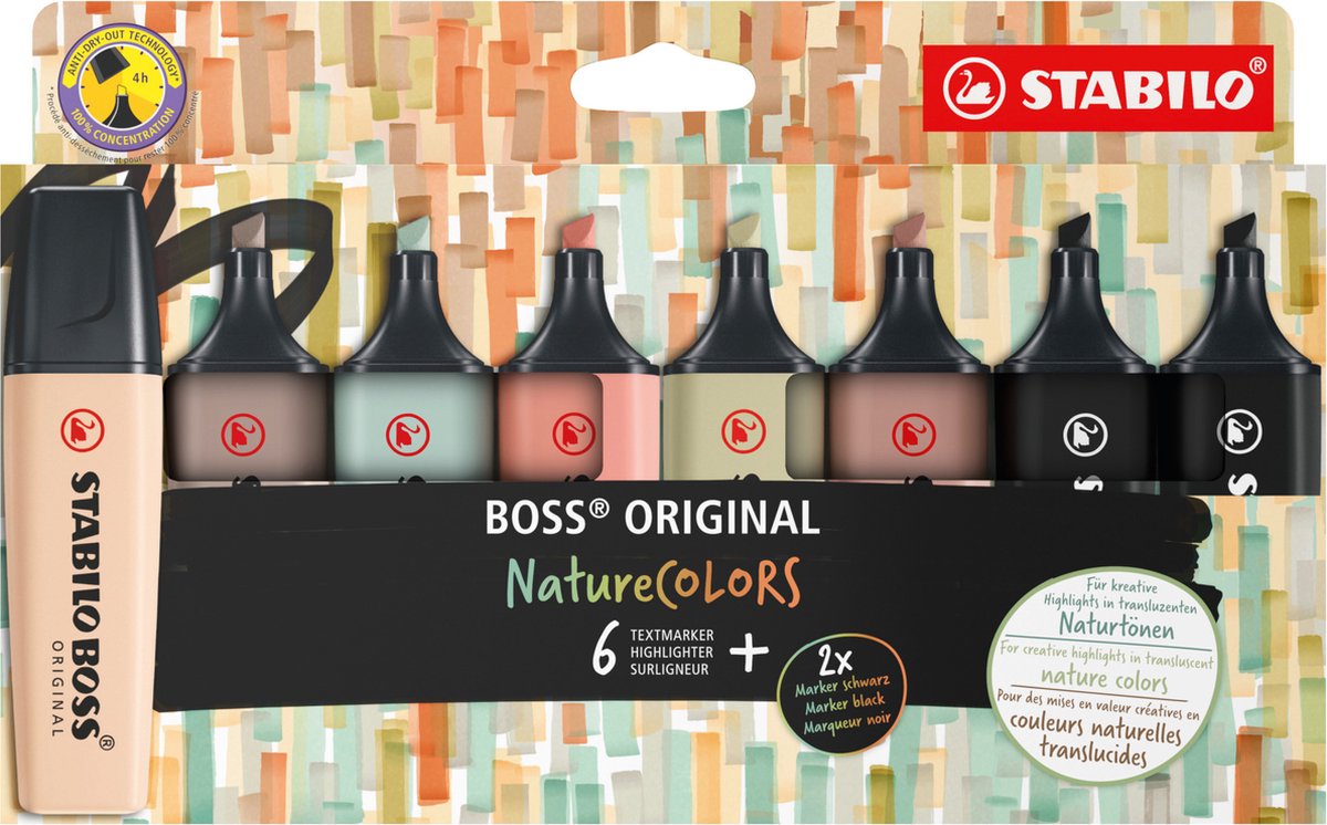 Stabilo Boss Original - Marking Marker - Set 8 stykker - Naturecolors