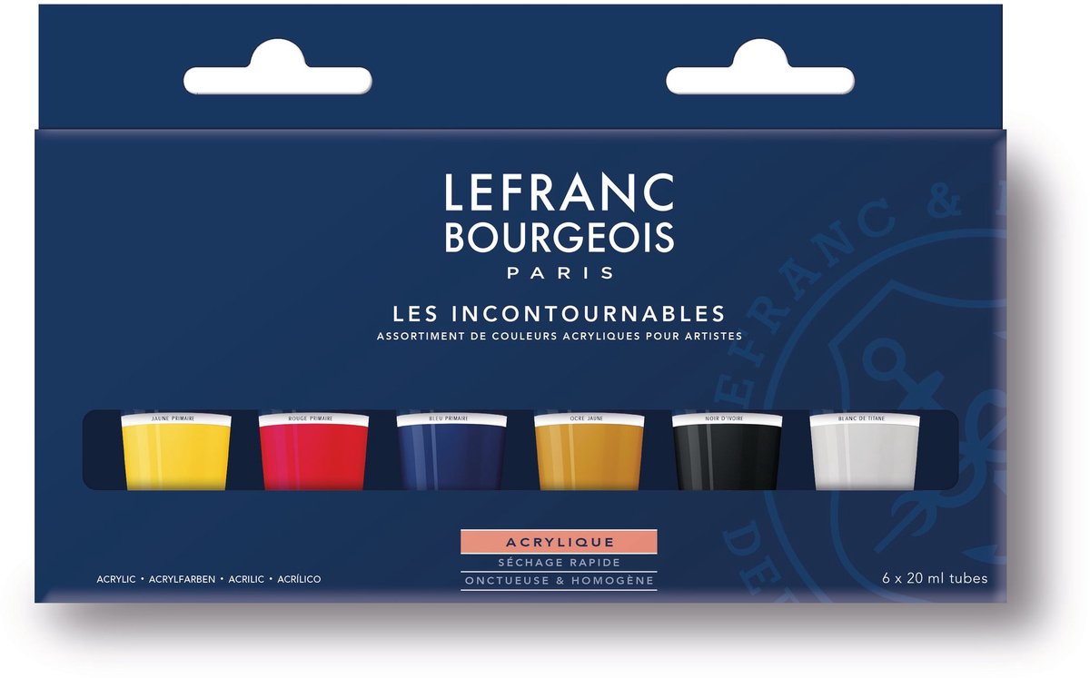 Lefranc bourgeois 300342 fint akrylsæt “must-haves” 6 × 20 ml | akrylmalingssæt til begyndere