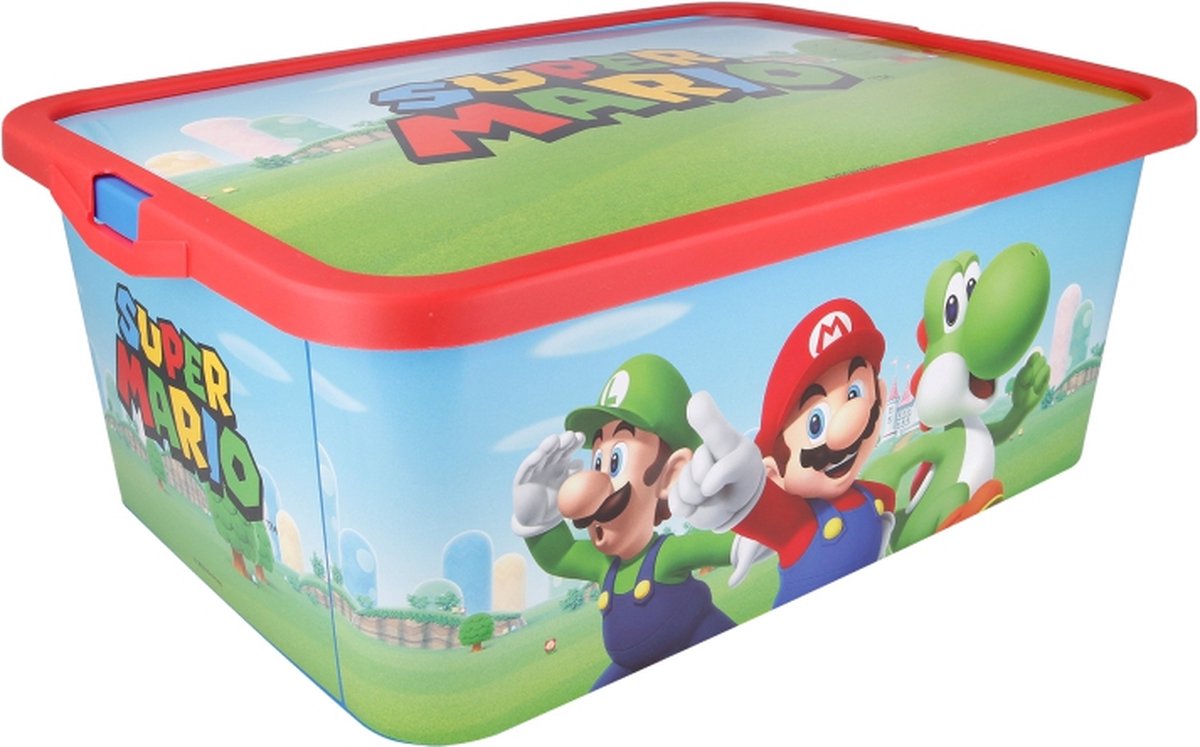 Umærket sans marque opbevaringsboks 13 l super mario - rød blå