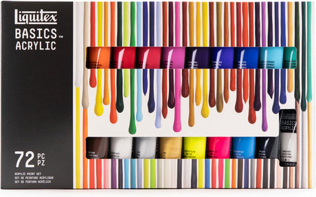 Liquitex 3699401 basics akrylfarvesæt – 72 x 22 ml tuber | kunstnere akrylmaling | medium viskositet | lysægte farver til maleri, lærred hobby