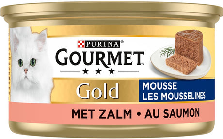 Gourmet guldmousse - våd kattefoder - laks - 24 x 85 g
