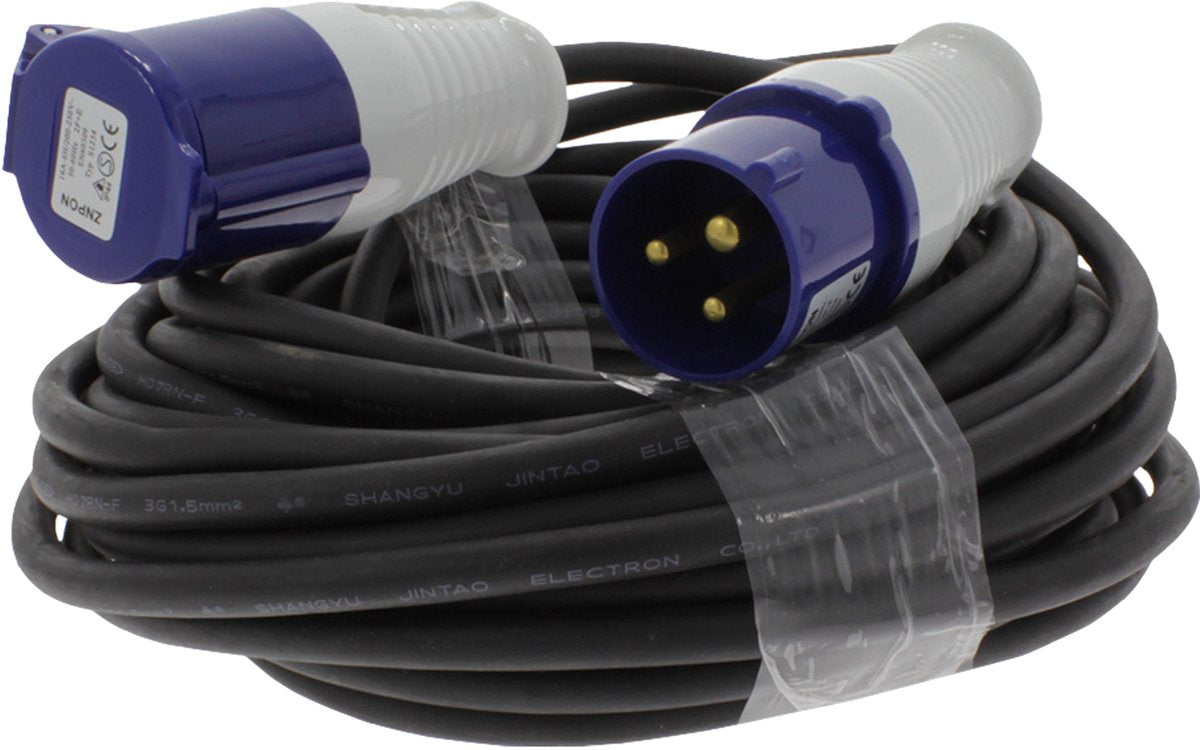 Q-link forlængerkabel - cee - h07rnf - 16a - 3 x 1,5 mmã‚â² - 15 m - sort