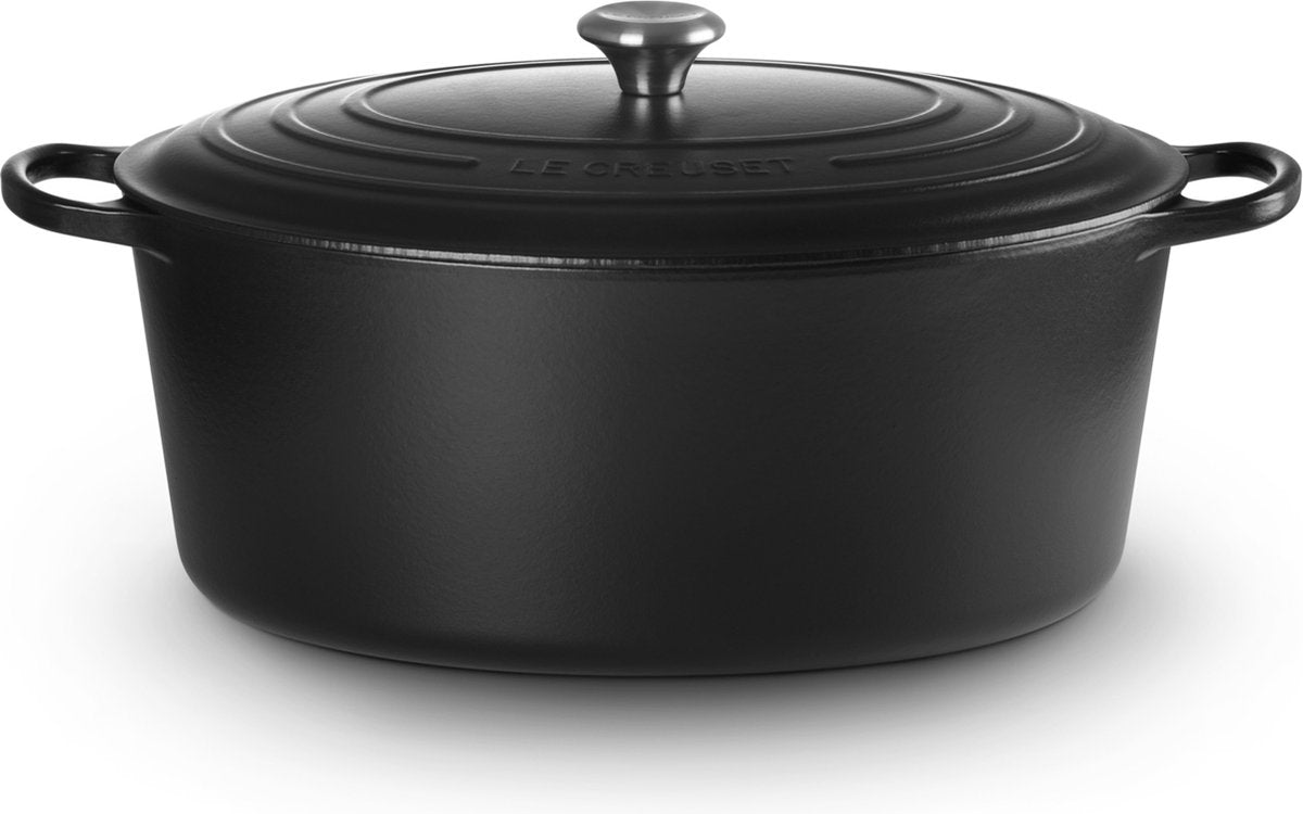 Le creuset signatur - bradepande - oval - mat sort - 40 cm - 13,9 l - induktion