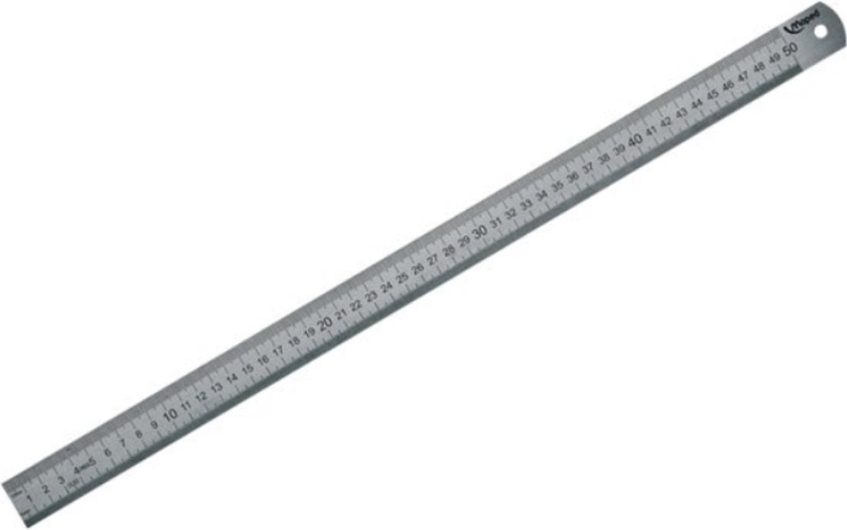 Kortlagt kontorstål 50 cm lineal med indgraverede gradueringer
