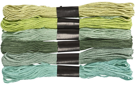 Creativ company broderitråd, tykkelse 1 mm, grøn, 6 kugler 1 æske
