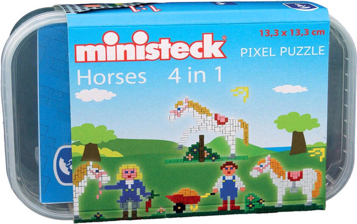 Ministeck heste 4i1 plastikboks 500 stk